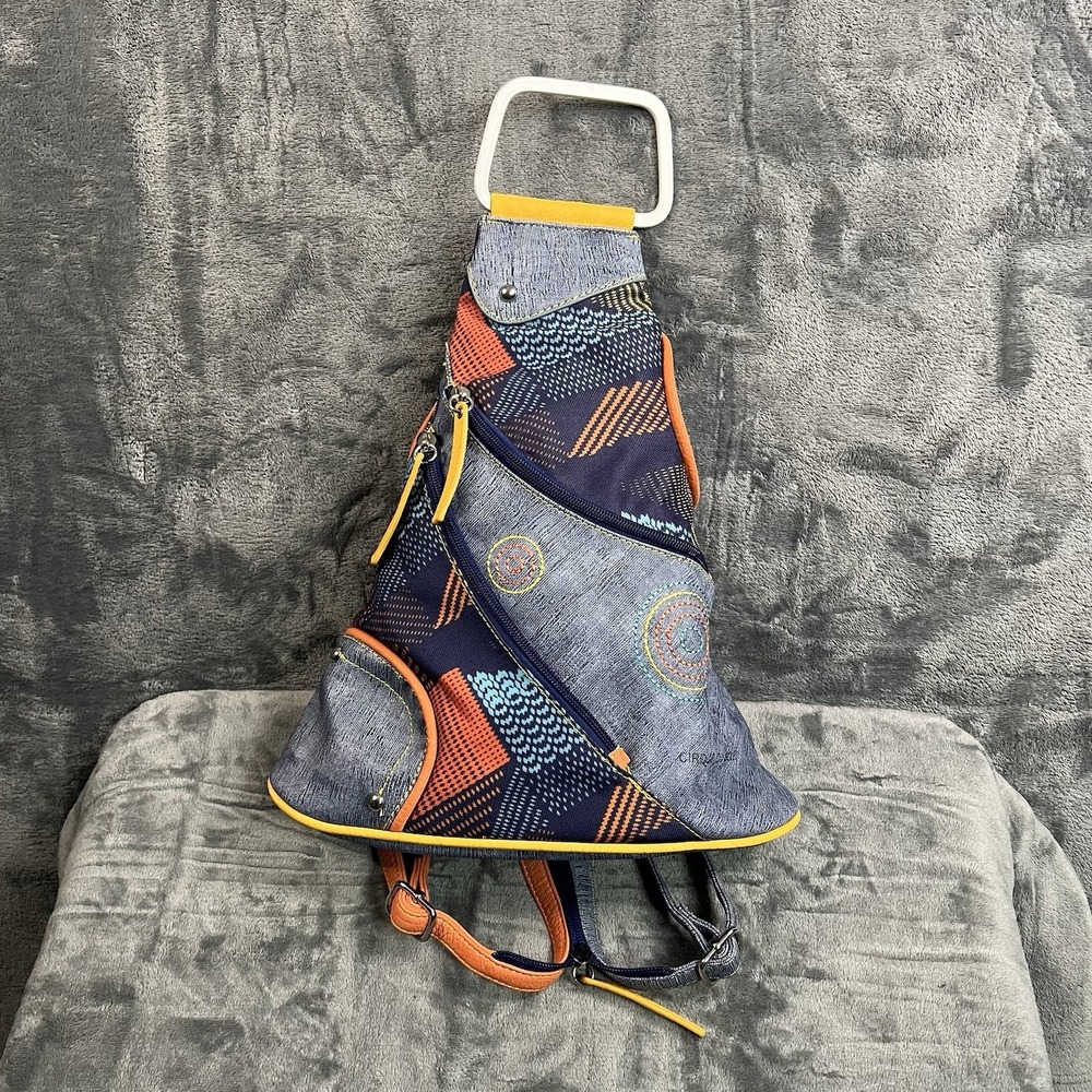 Cirque Du Soleil Triangle Sling Bag Convertible Backpack Geometric Orange Blue